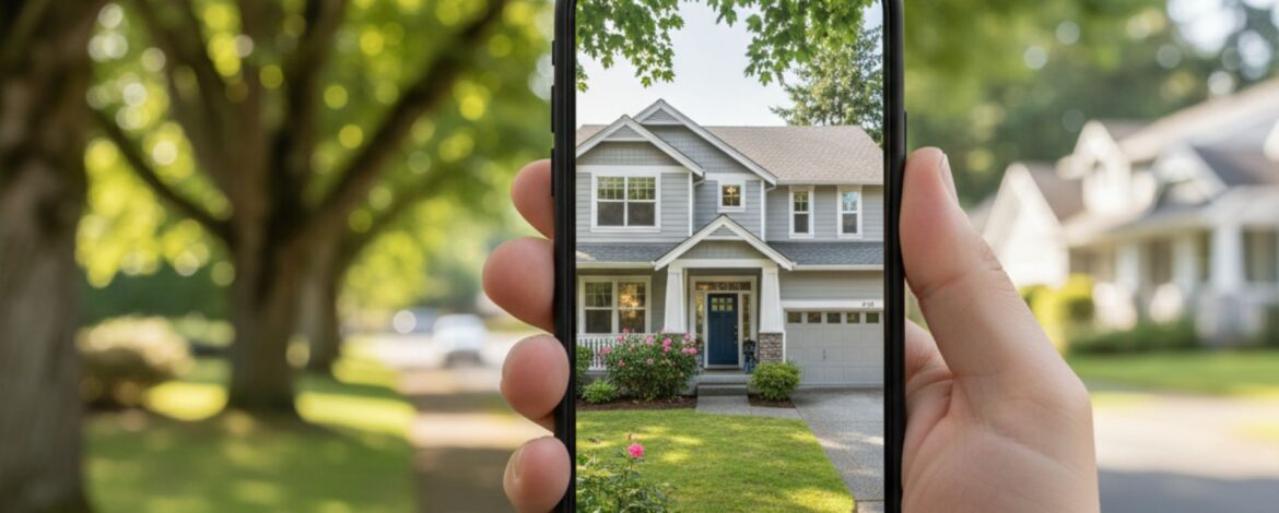 Property Status Check Photo Deliverable Phone photo showing a home exterior for a Clark County property status check