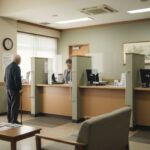 small local bank lobby with limited notary services