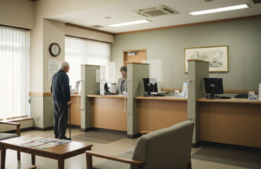 small local bank lobby with limited notary services