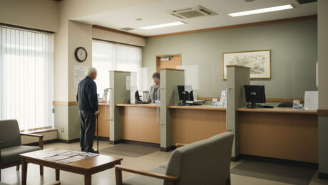 small local bank lobby with limited notary services