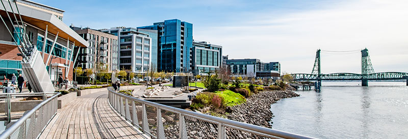 Vancouver Washington waterfront boardwalk near the Columbia River